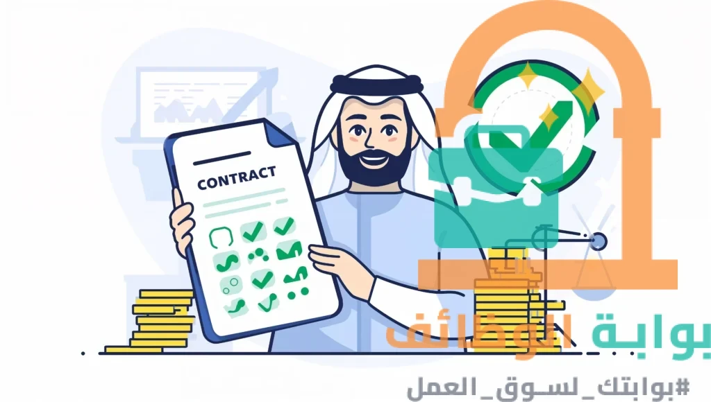 رسم توضيحي يعبر عن طريقة حساب مكافأة نهاية الخدمة في السعودية ومستحقات الموظف المالية